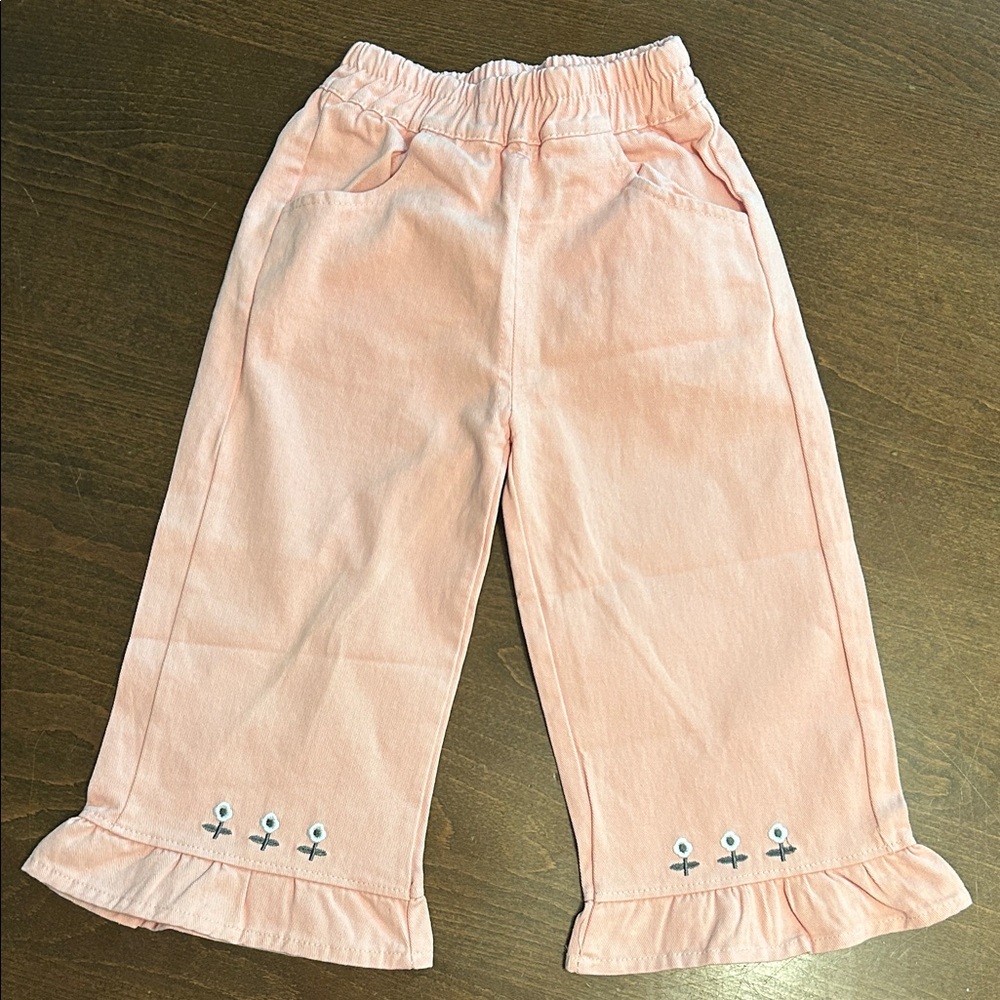 Girls Floral Embroidered Pants